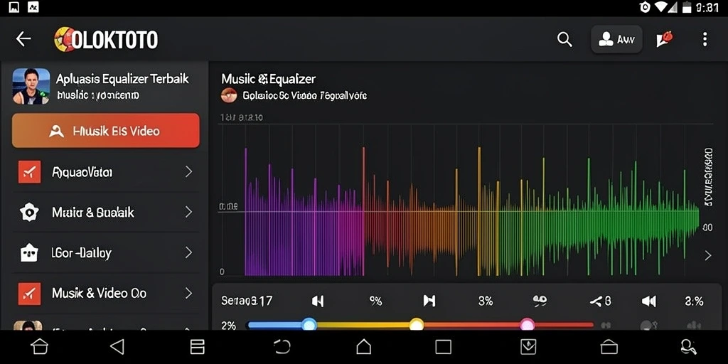 Antarmuka COLOKTOTO menampilkan pengaturan Equalizer modern dan fungsional.
