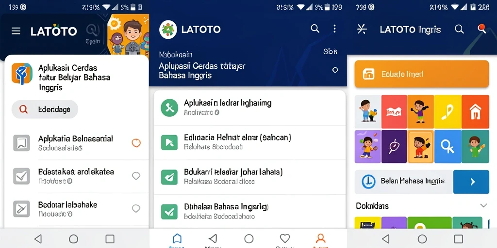 Antarmuka LATOTO yang menarik dan fungsional untuk belajar Bahasa Inggris.