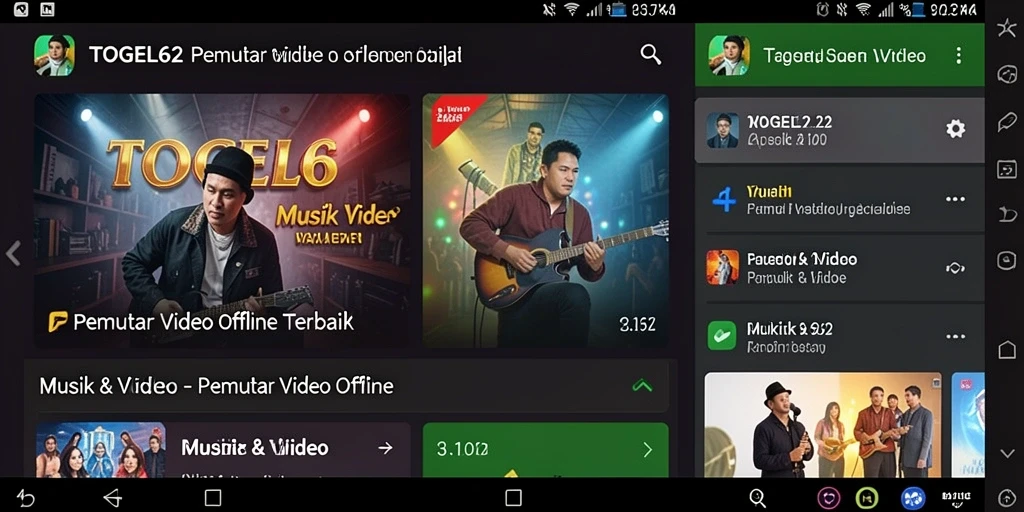 Tampilan antarmuka aplikasi TOGEL62 untuk pemutar video offline.